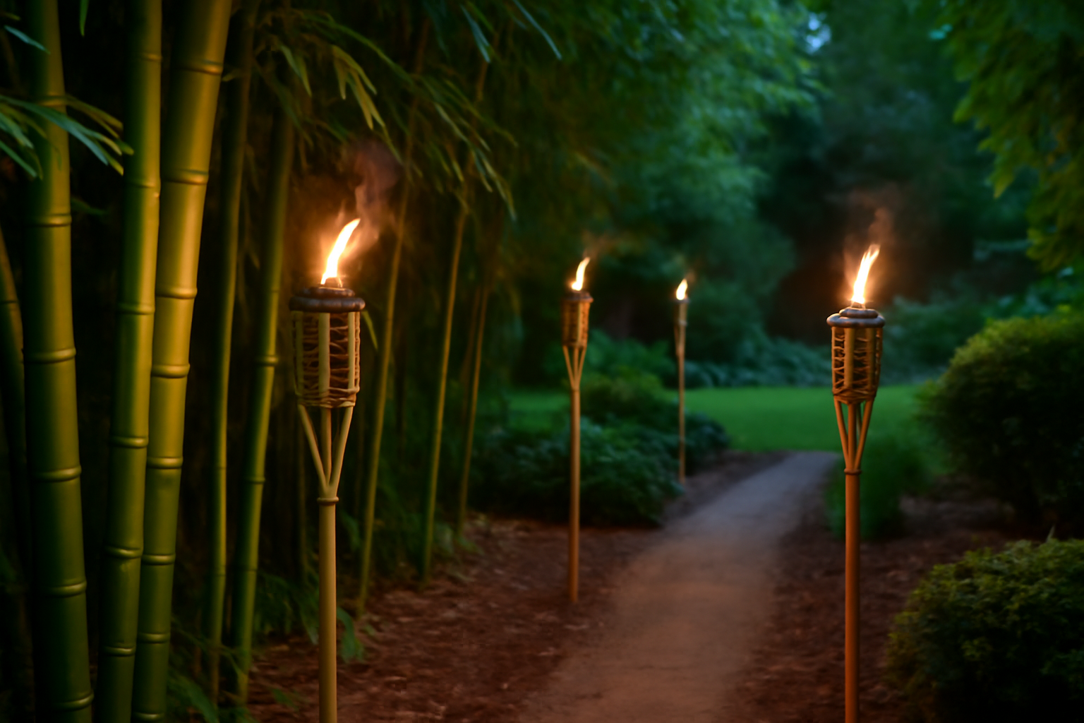 I Lit My Garden Path With TIKI Brand Bamboo Torches All Summer