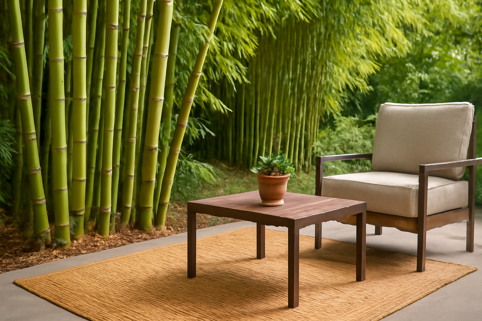I Tried a Bamboo Outdoor Rug on My Patio and It Handled Rain, Sun, and Mud